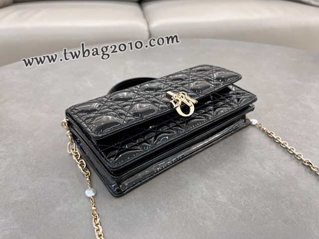 Dior專櫃新款迪奧頂級原單lady珍珠羊皮手提包藤格紋鏈條斜挎包 djfk1001